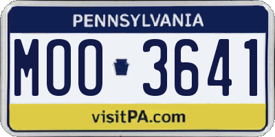 PA license plate MOO3641