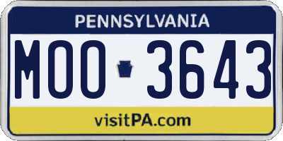 PA license plate MOO3643