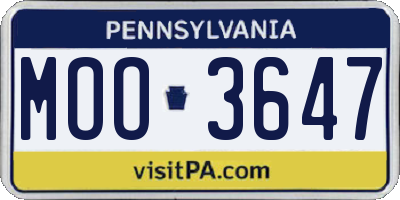 PA license plate MOO3647