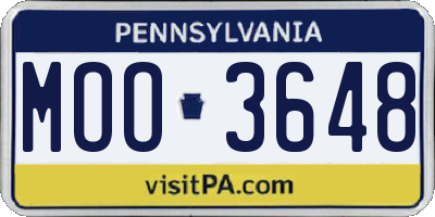 PA license plate MOO3648