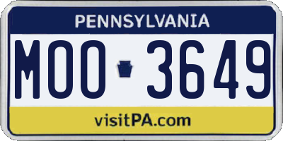 PA license plate MOO3649