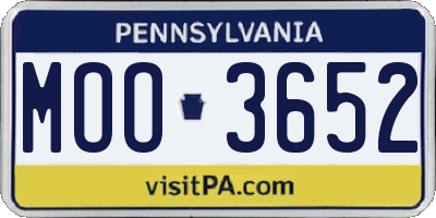 PA license plate MOO3652