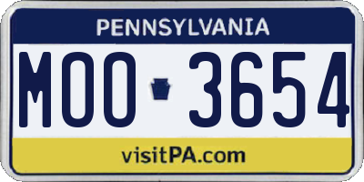 PA license plate MOO3654