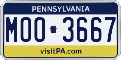 PA license plate MOO3667