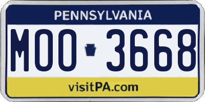 PA license plate MOO3668