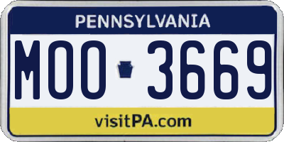PA license plate MOO3669