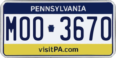 PA license plate MOO3670