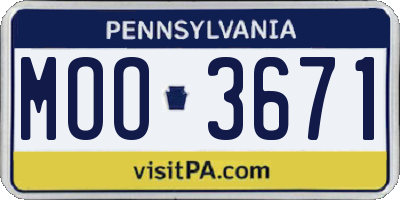 PA license plate MOO3671