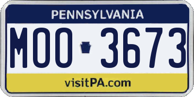 PA license plate MOO3673