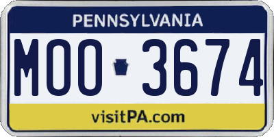 PA license plate MOO3674