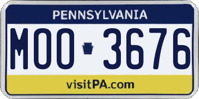 PA license plate MOO3676