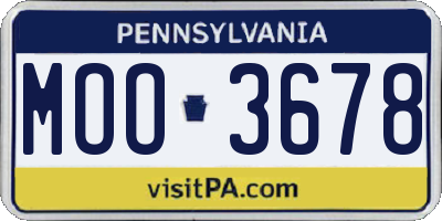 PA license plate MOO3678