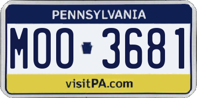 PA license plate MOO3681
