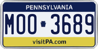 PA license plate MOO3689