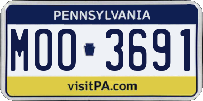 PA license plate MOO3691