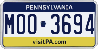 PA license plate MOO3694