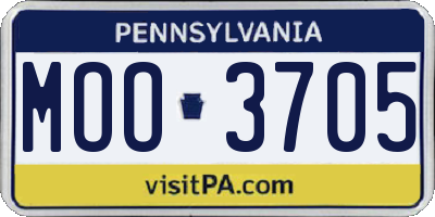 PA license plate MOO3705