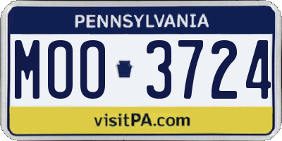 PA license plate MOO3724