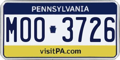 PA license plate MOO3726