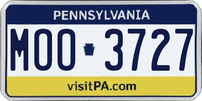 PA license plate MOO3727
