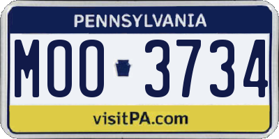 PA license plate MOO3734
