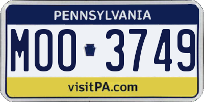 PA license plate MOO3749