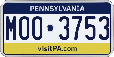 PA license plate MOO3753