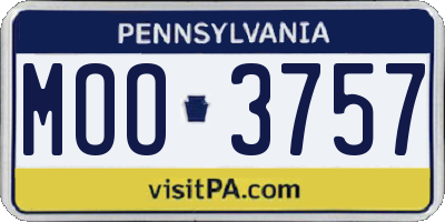 PA license plate MOO3757