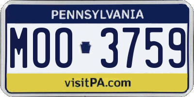 PA license plate MOO3759