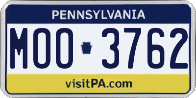 PA license plate MOO3762