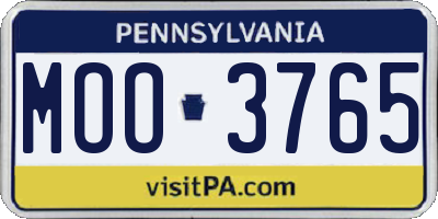 PA license plate MOO3765