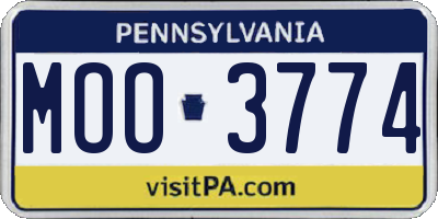 PA license plate MOO3774
