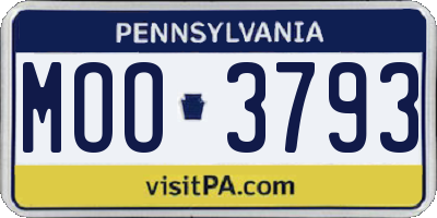 PA license plate MOO3793