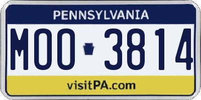 PA license plate MOO3814