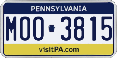 PA license plate MOO3815