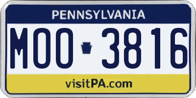 PA license plate MOO3816