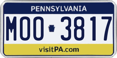 PA license plate MOO3817