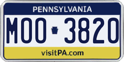 PA license plate MOO3820