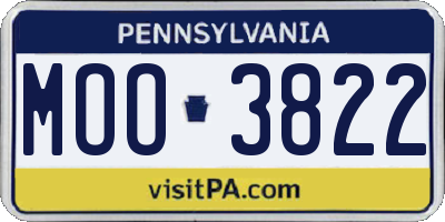 PA license plate MOO3822