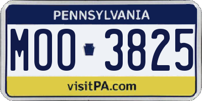 PA license plate MOO3825