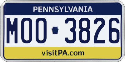 PA license plate MOO3826