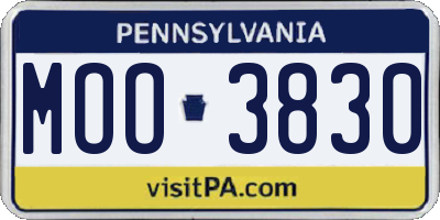 PA license plate MOO3830