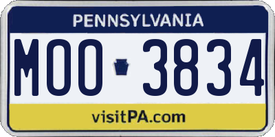 PA license plate MOO3834