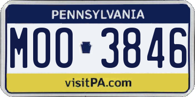 PA license plate MOO3846