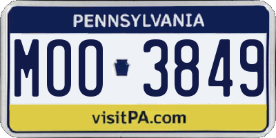PA license plate MOO3849