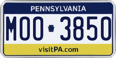 PA license plate MOO3850
