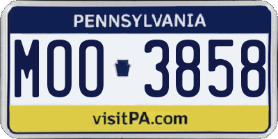 PA license plate MOO3858