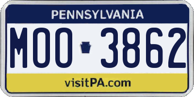 PA license plate MOO3862