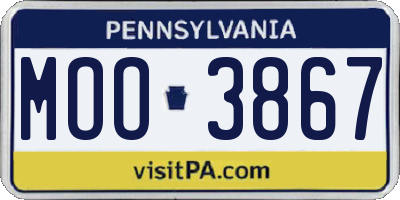 PA license plate MOO3867