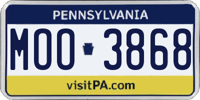 PA license plate MOO3868
